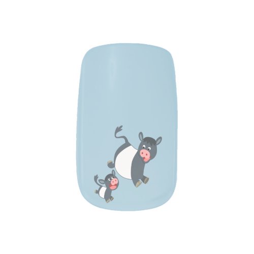 Cute Playing Belted Galloway Cow  Calf Nail Art