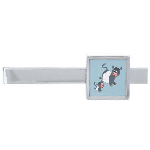Cute Playing Belted Galloway Cow  Calf Tie Bar