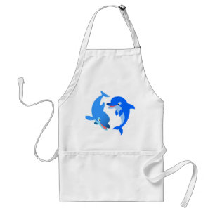 Cute Playing Cartoon Dolphins Apron
