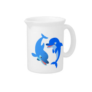 Cute Playing Cartoon Dolphins Apron Pitcher