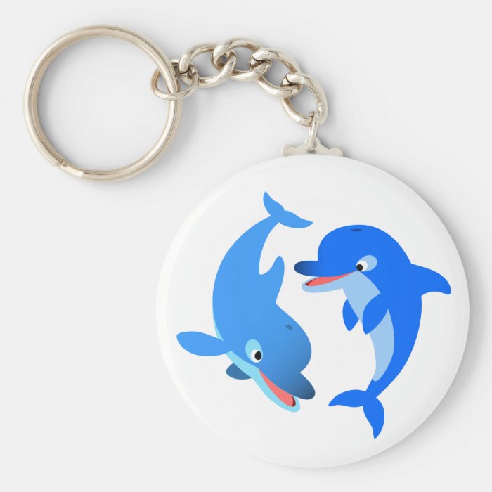 Cute Playing Cartoon Dolphins Keychain
