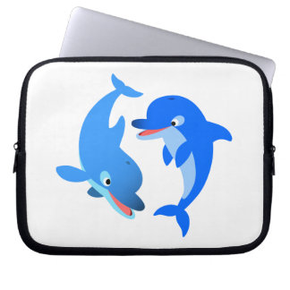 Cute Playing Cartoon Dolphins Laptop Sleeve