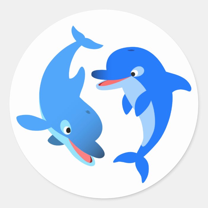 Cute Playing Cartoon Dolphins Sticker