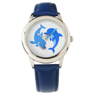 Cute Playing Cartoon Dolphins Watch