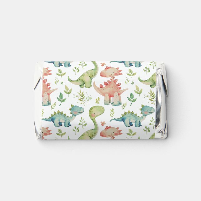 Cute playing dinosaurs kids  birthday hershey's miniatures (Front)