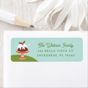 Cute Plum Pudding Christmas Cake Return Address  Label