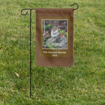 Cute Plump Chipmunk Personalized  Garden Flag by SmilinEyesTreasures at Zazzle