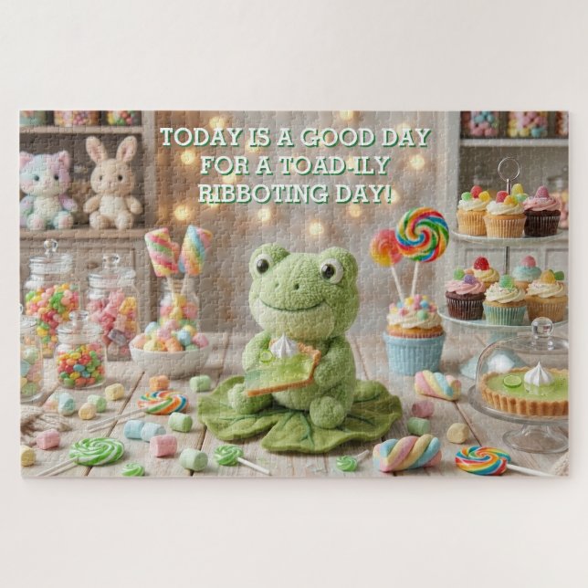 Cute Plush Frog holding Key Lime Pie  Jigsaw Puzzle (Horizontal)