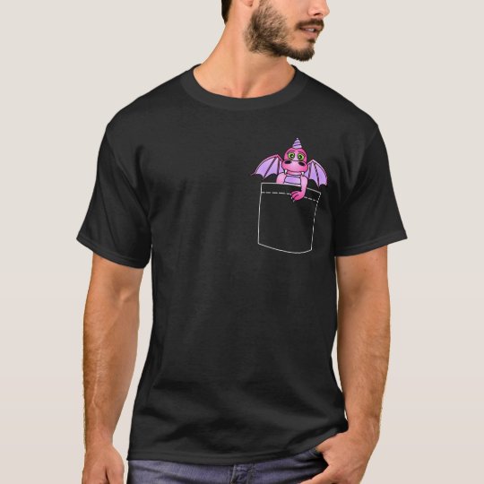 Cute Pocket Dragon - Pink and Purple Dark T-shirt