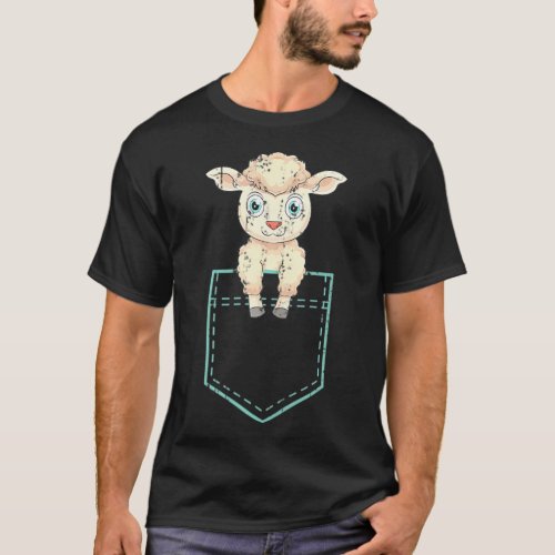 Cute Pocket Farm Animal Lover Farmer Lamb Sheep T_Shirt