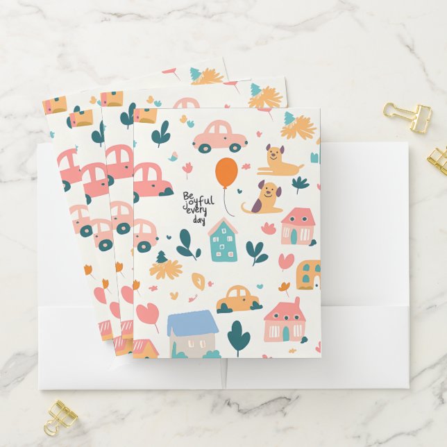 Cute Pocket Folders with small cartoon patterns (In Situ)