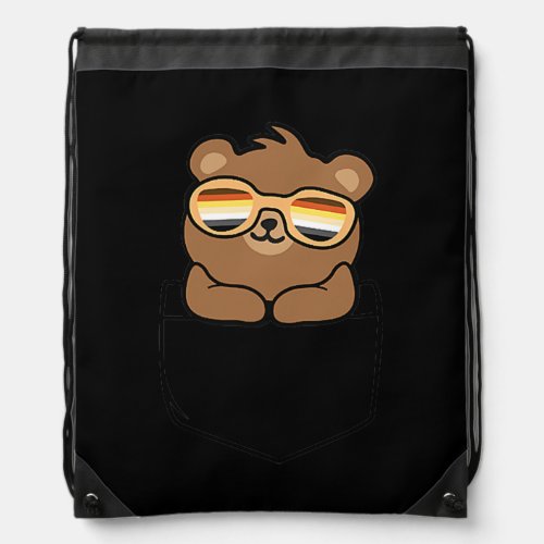 Cute Pocket Gay Bear Sunglasses Bear Daddy Cub Drawstring Bag
