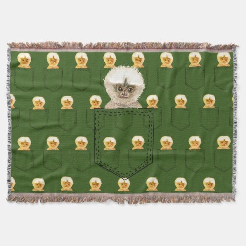 Cute Pocket Monkey Throw Blanket