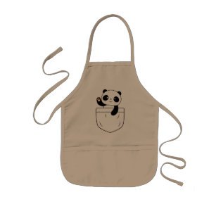 Cute Pocket Panda Bear Design Kids' Apron
