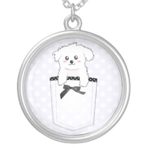 Cute Pocket Puppy Dog Silver Plated Necklace