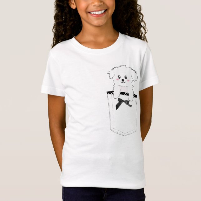 Cute Pocket Puppy Dog T-Shirt (Front)