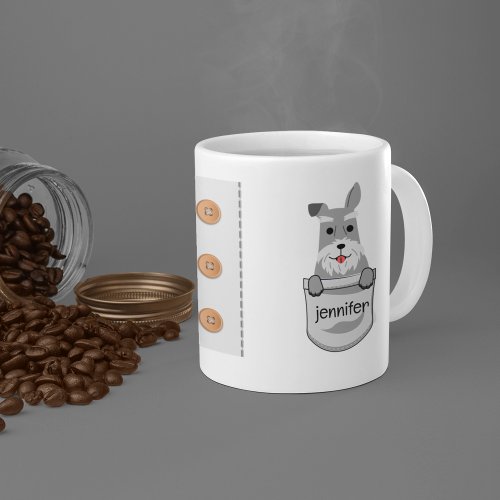 Cute Pocket Puppy Miniature Schnauzer Add Ur Name Coffee Mug