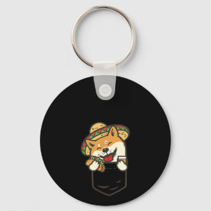 Cute Pocket Shiba Inu Mexican Dog Taco Tequila Keychain