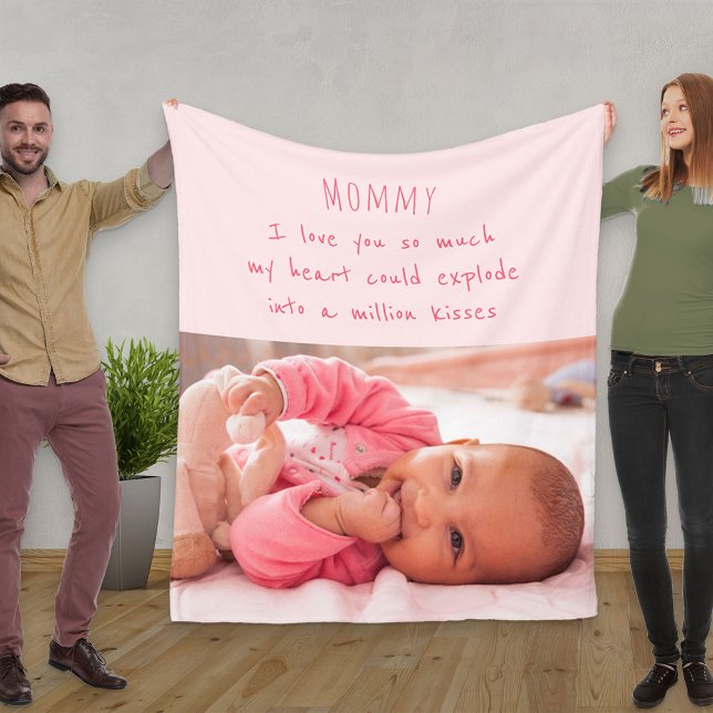 Cute Poem for Mom - Pink Baby Photo Fleece Blanket (Creator Uploaded)
