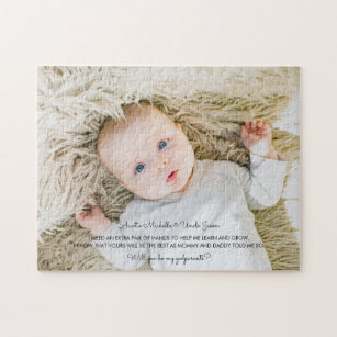Cute Poem Will You Be My Godparents Photo Jigsaw Puzzle