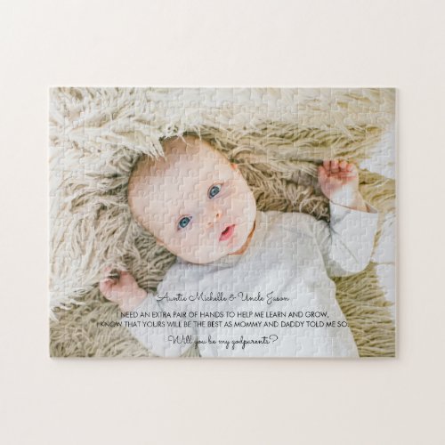 Cute Poem Will You Be My Godparents Photo Jigsaw Puzzle