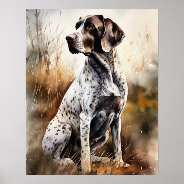 Cute Pointer Dog Art Print Poster (Front)