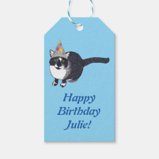 Cute Pointillism Cat Personalized Gift Tags