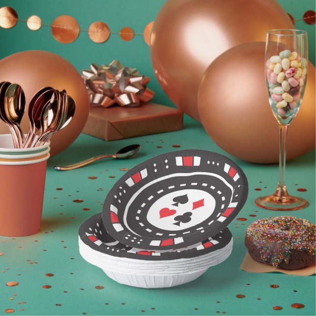 cute poker chip Casino party  Paper Bowls (Multi)