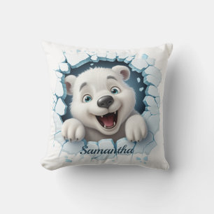 Cute Polar Bear 3D Christmas Throw Pillow