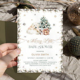 Cute Polar Bear A merry Little Baby Shower Invitation