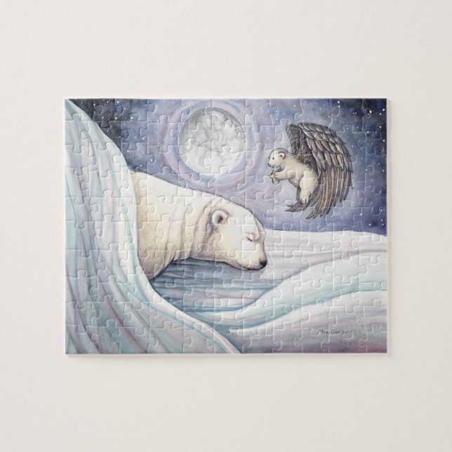 Cute Polar Bear and Angel Cub Puzzle (Horizontal)