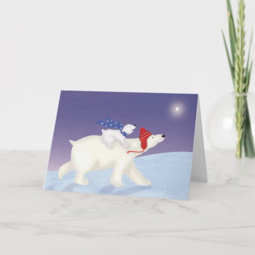 Cute polar bear and cub Christmas card