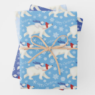 Cute polar bear and cub Christmas wrapping paper