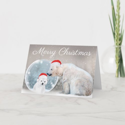 Cute Polar Bear and Cub Winter Christmas Holiday Card