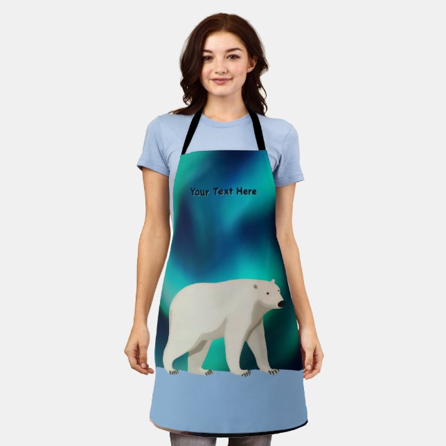 Cute Polar Bear and Northern Lights Apron (Worn)
