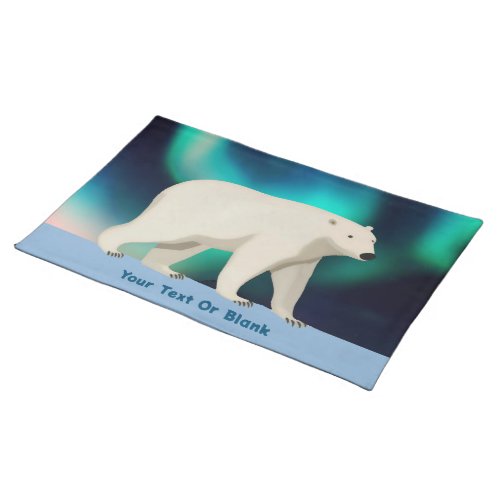 Cute Polar Bear and Northern Lights Cloth Placemat