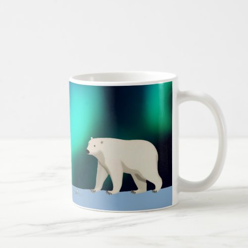 Cute Polar Bear and Northern Lights Coffee Mug