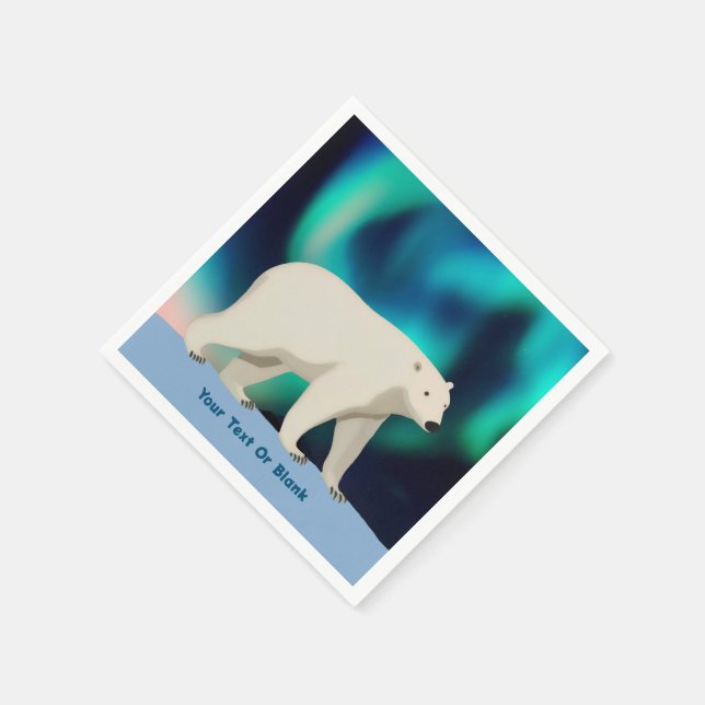 Cute Polar Bear and Northern Lights Napkins (Corner)