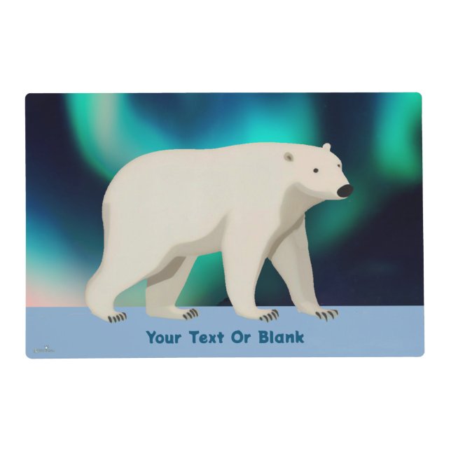 Cute Polar Bear and Northern Lights Placemat (Front)