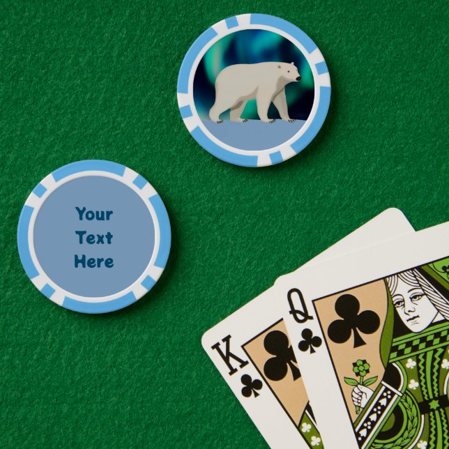 Cute Polar Bear and Northern Lights Poker Chips (Poker Table (Double))