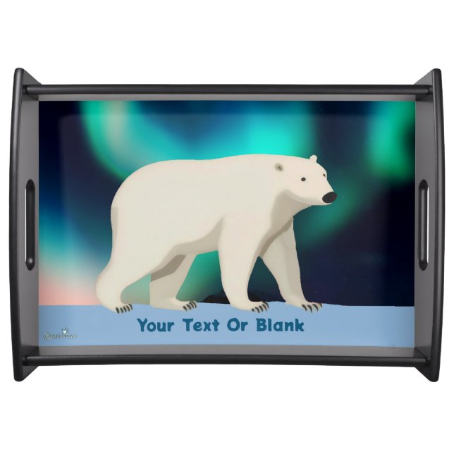 Cute Polar Bear and Northern Lights Serving Tray (Front)