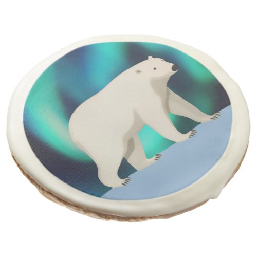 Cute Polar Bear and Northern Lights Sugar Cookie