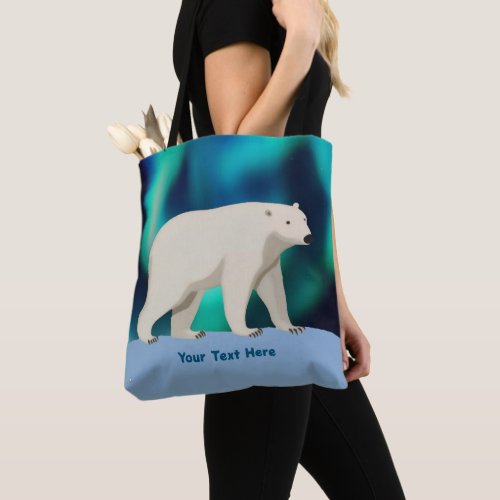 Cute Polar Bear and Northern Lights Tote Bag