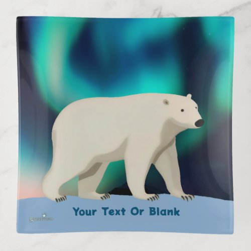 Cute Polar Bear and Northern Lights Trinket Tray