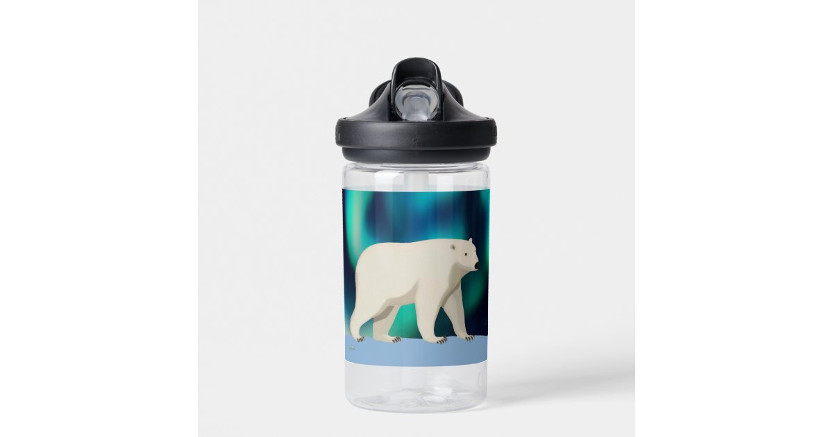 Cute Polar Bear and Northern Lights Water Bottle | Zazzle