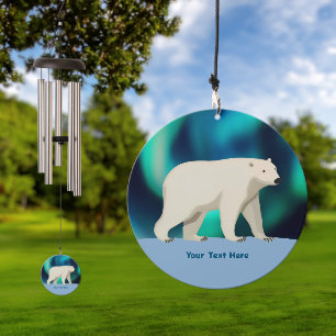 Cute Polar Bear and Northern Lights Wind Chime