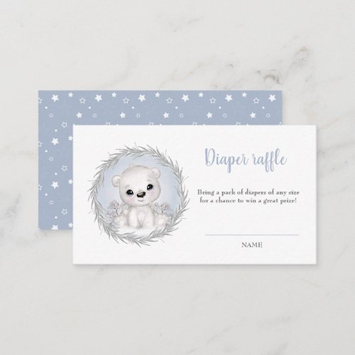 Cute Polar Bear Baby Shower boy Diaper Raffle Card