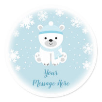 Cute Polar Bear Baby Shower Classic Round Sticker