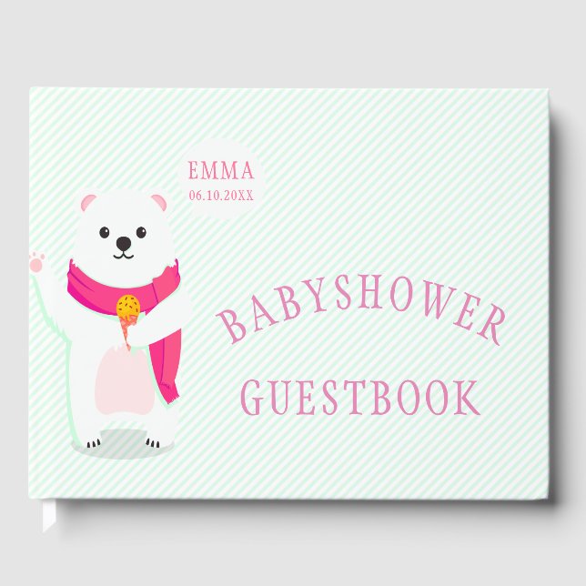Cute Polar Bear Baby Shower Guestbook (Front)