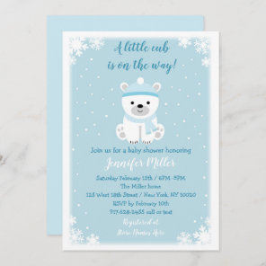 Cute Polar Bear Baby Shower Invitation